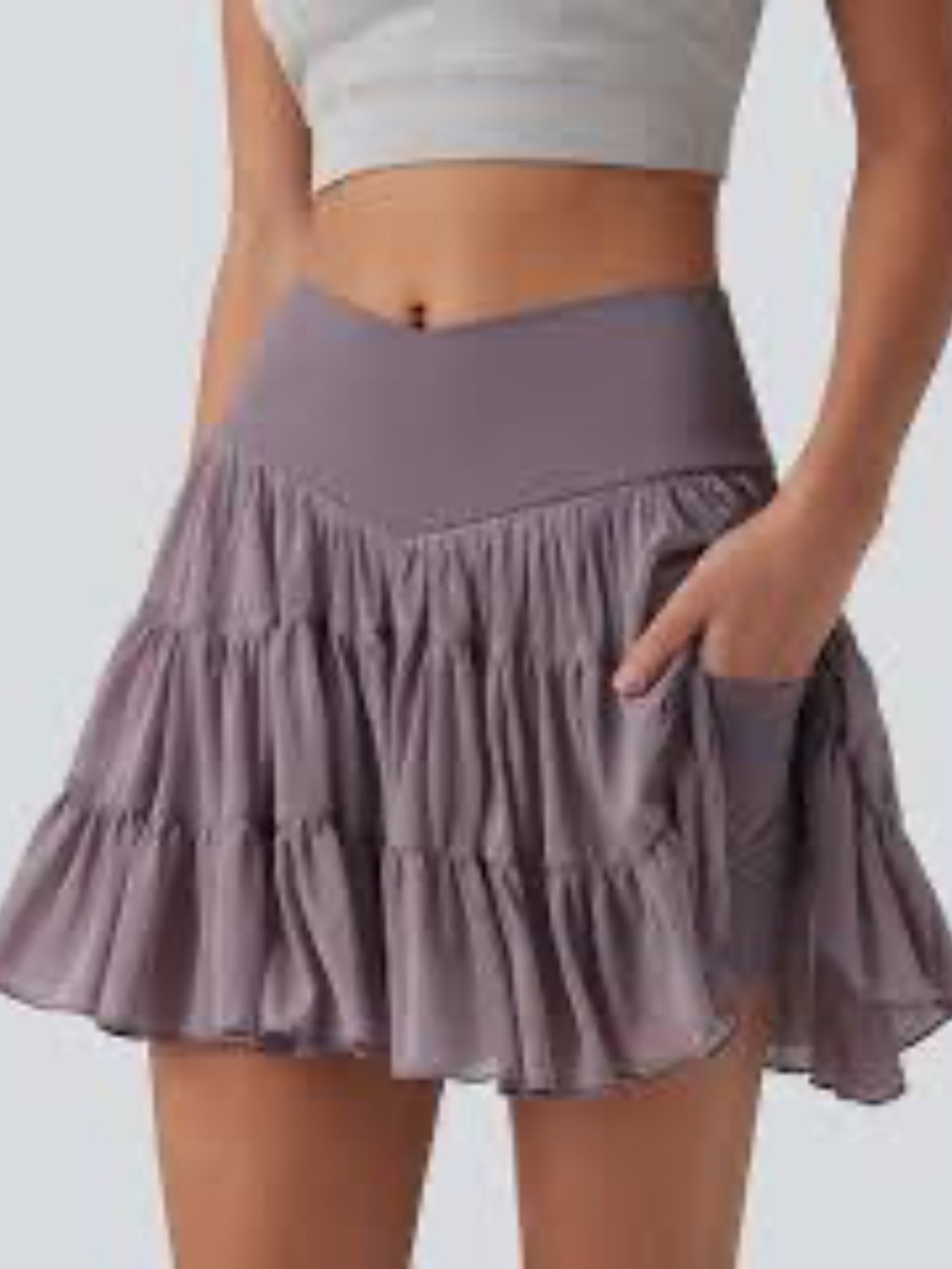 HALARA Lavender Mauve Tiered Ruffle Mini Skirt